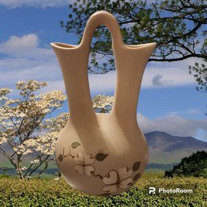 Pigeon Forge Pottery Wedding Vase Double Neck Dogwood Hand Made